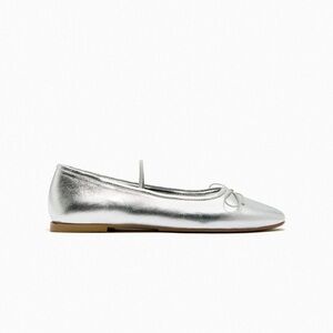 ZARA Silver Ballet Flats, NWOT, 37